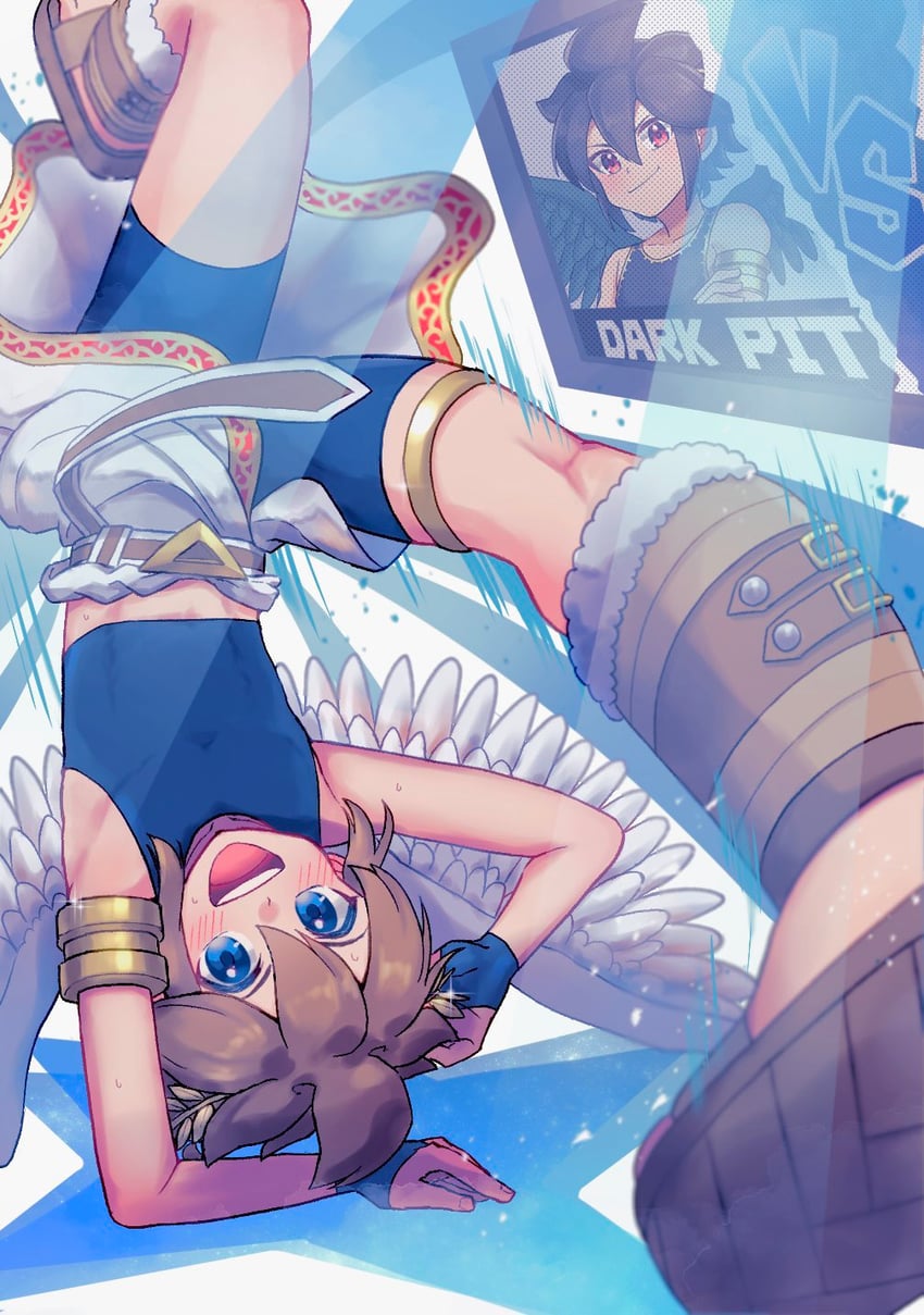 pit and dark pit (kid icarus and 1 more) drawn by waffuum