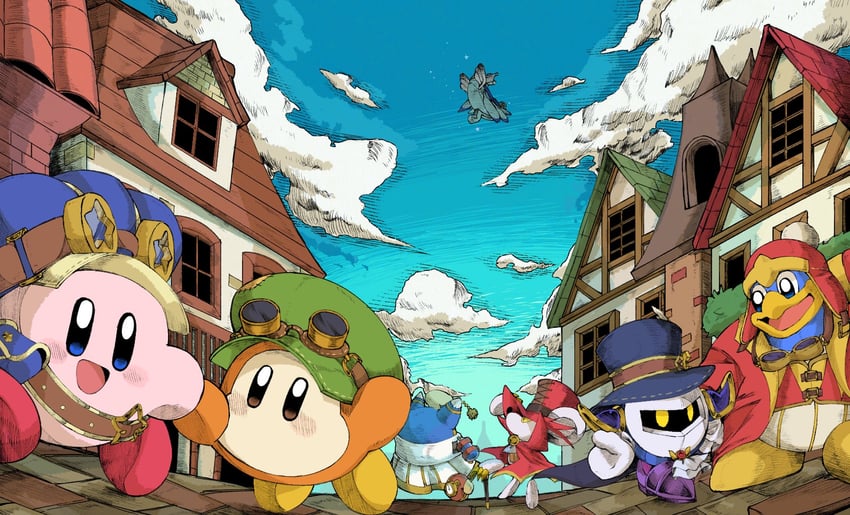 kirby, meta knight, waddle dee, king dedede, magolor, and 1 more (kirby and 1 more) drawn by emma_03333