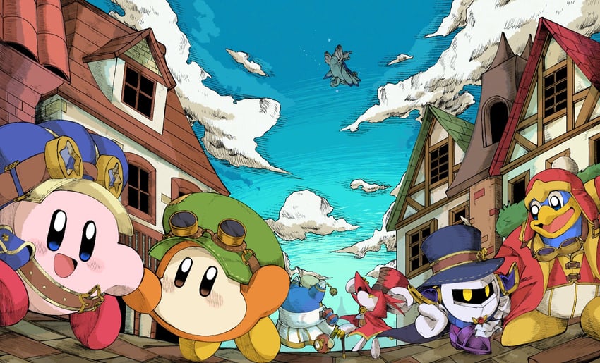 kirby, meta knight, waddle dee, king dedede, magolor, and 1 more (kirby) drawn by emma_03333