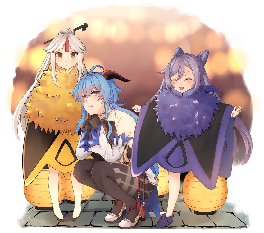 ganyu, keqing, ningguang, and abyss mage (genshin impact) drawn by hinagi_(fox_priest)