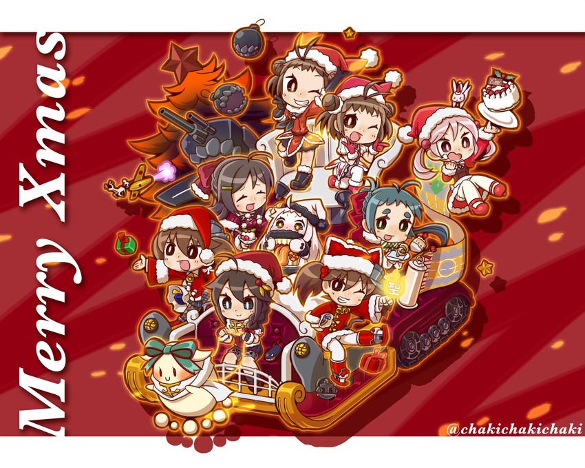 shigure, northern ocean princess, sazanami, naka, the yuudachi-like creature, and 5 more (kantai collection and 1 more) drawn by chaki_(teasets)