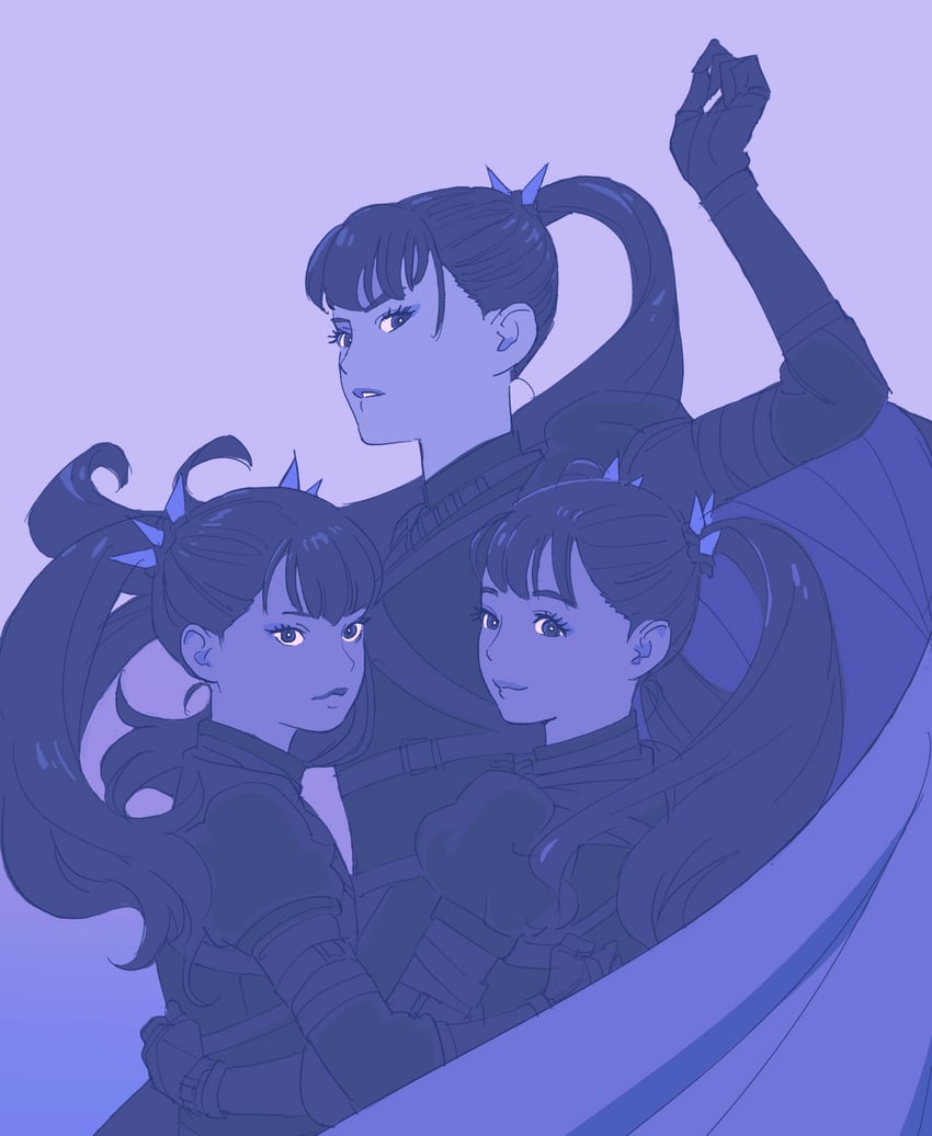 kikuchi moa, mizuno yui, and nakamoto suzuka (real life and 1 more) drawn by 55bata6rou