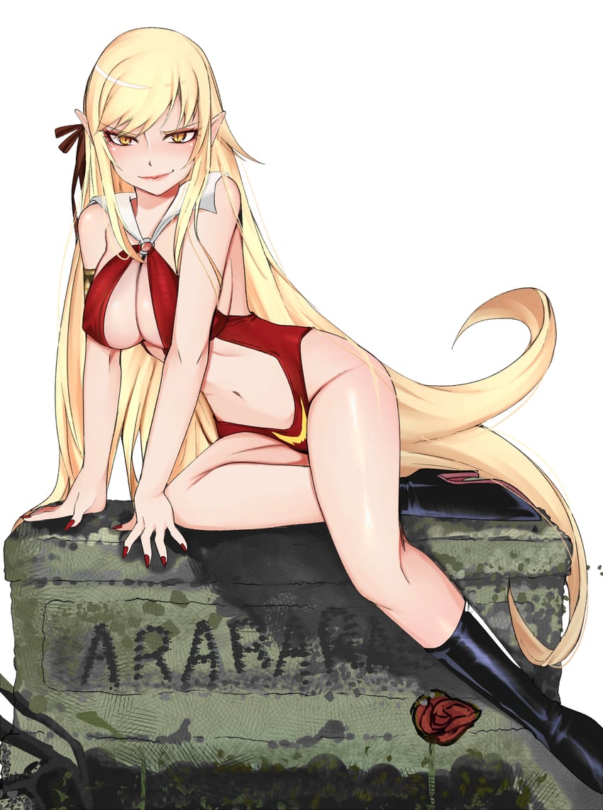 oshino shinobu, kiss-shot acerola-orion heart-under-blade, and vampirella (monogatari and 1 more) drawn by meemz_a
