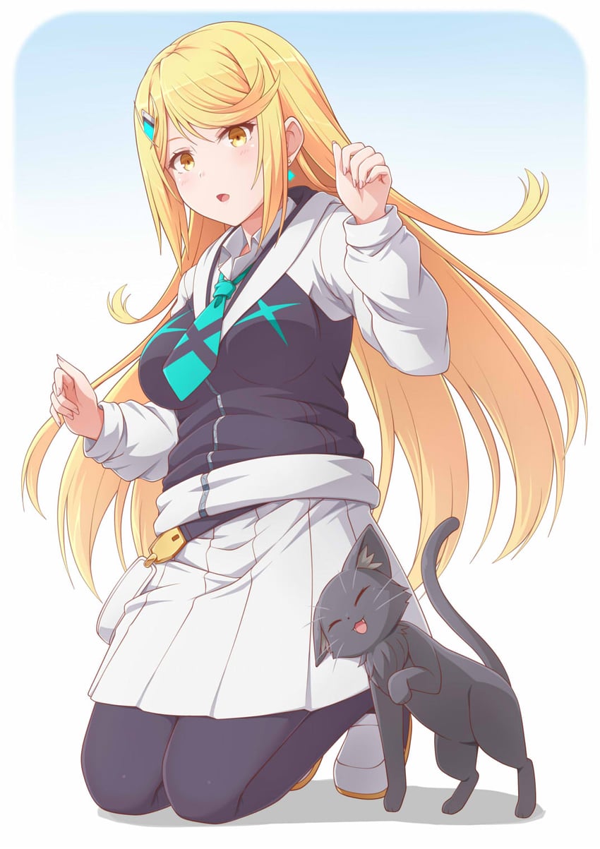 mythra (xenoblade chronicles and 1 more) drawn by yoruusagi