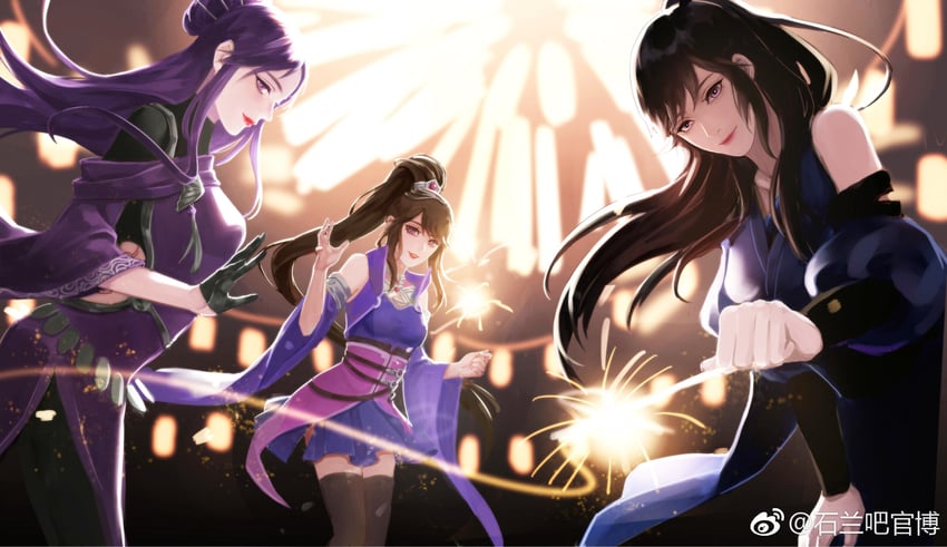 zi nu, si kongqi, and shi lan (qinshi mingyue and 1 more) drawn by shi_lan_ba_guan_bo