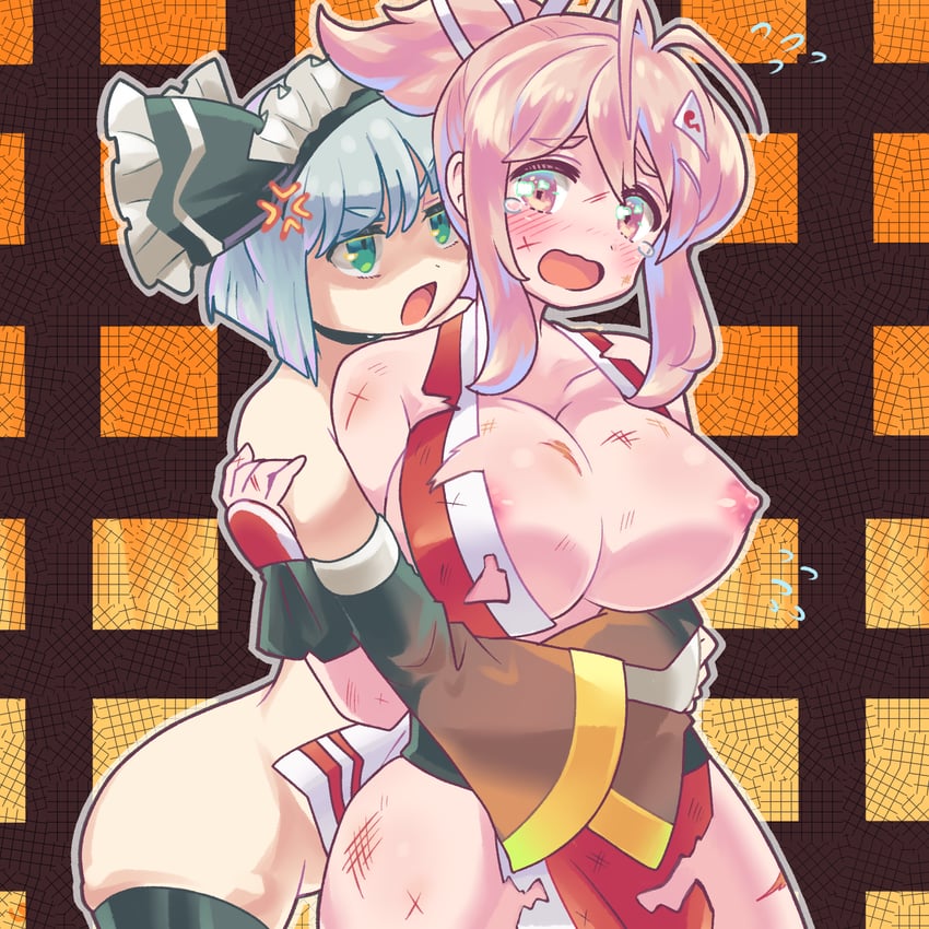 konpaku youmu, saigyouji yuyuko, shiranui mai, and iroha (touhou and 2 more) drawn by pmx