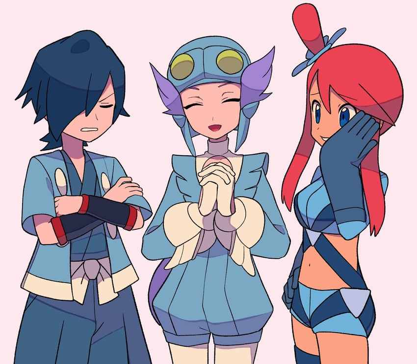 skyla, falkner, and winona (pokemon and 4 more) drawn by tyako_089