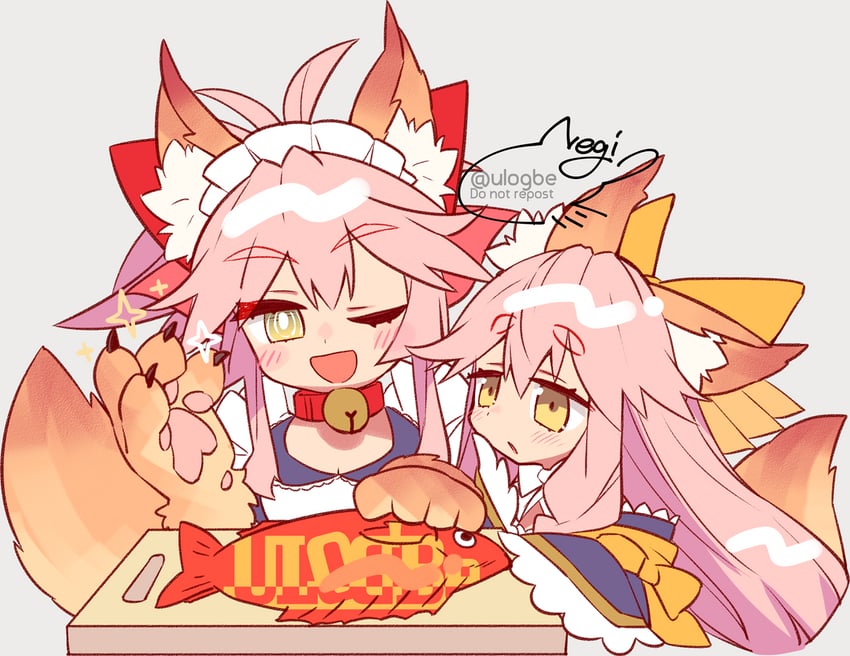tamamo, tamamo cat, and tamamo aria (fate and 2 more) drawn by negi_(ulog'be)