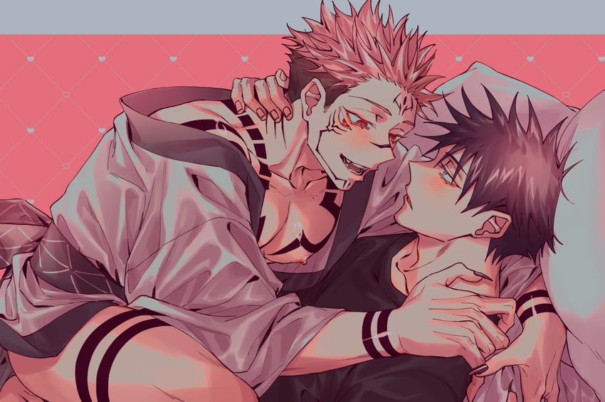 fushiguro megumi and ryoumen sukuna (jujutsu kaisen) drawn by azukiharuta_ju