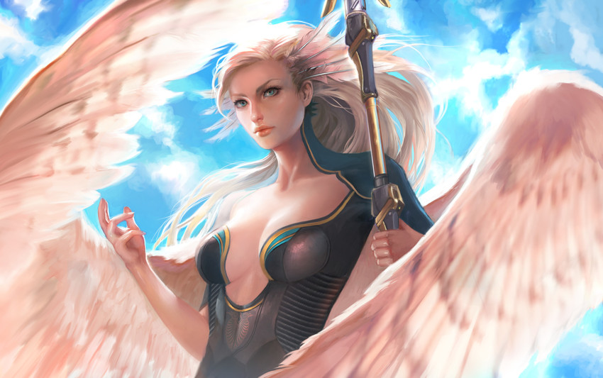 mercy (overwatch and 1 more) drawn by katie_alexander