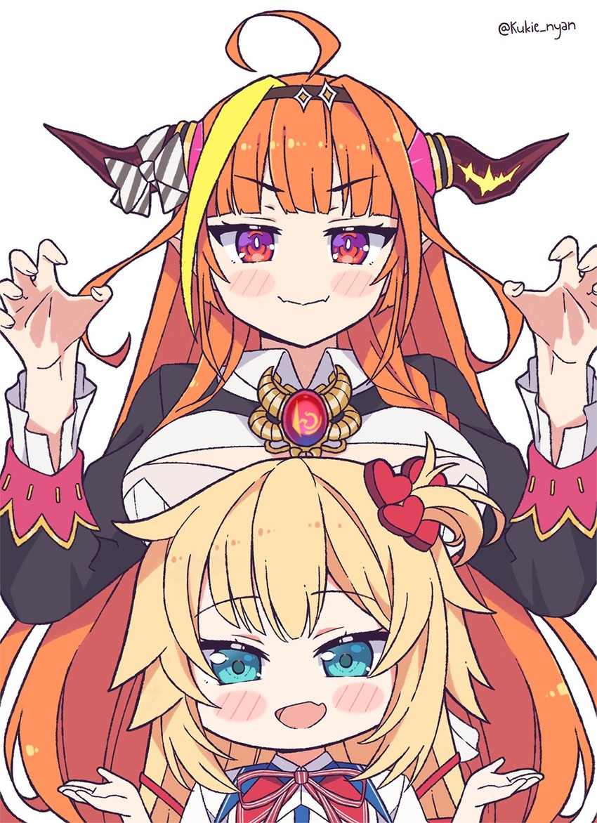 kiryu coco and akai haato (hololive) drawn by kukie-nyan