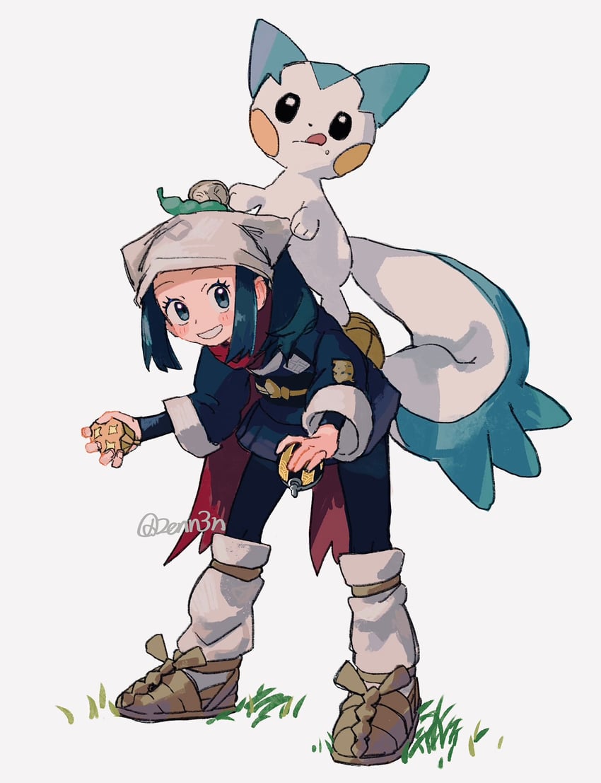 akari and pachirisu (pokemon and 1 more) drawn by 2enn3n