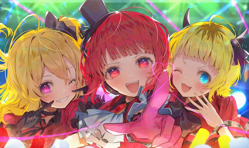arima kana, hoshino ruby, and memcho (oshi no ko) drawn by negimapurinn