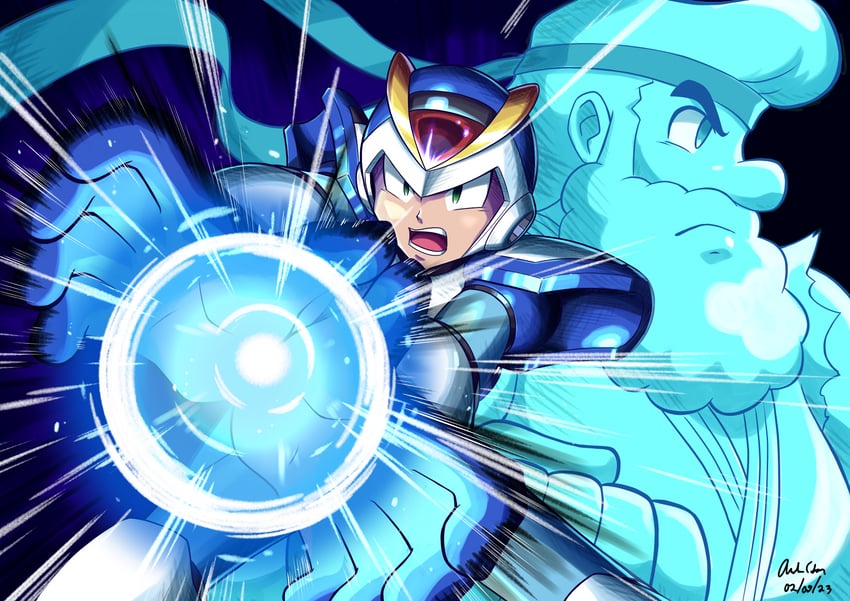ryu, x, dr. light, and first armor x (street fighter and 4 more) drawn by innovator123