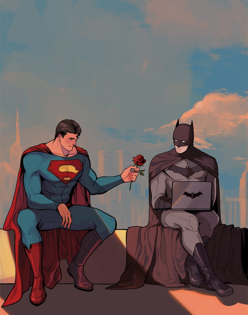 batman, superman, clark kent, and bruce wayne (dc comics and 2 more) drawn by xxsanwenyu