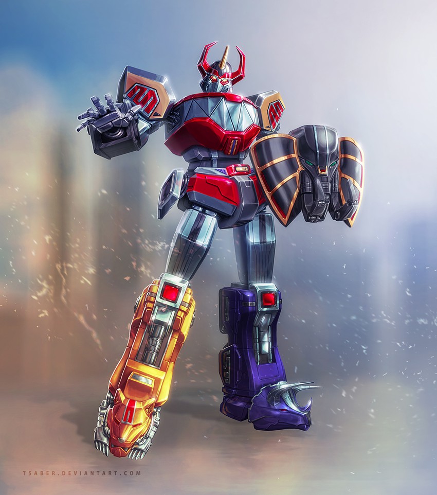daizyuzin and dino megazord (super sentai and 3 more) drawn by tsaber