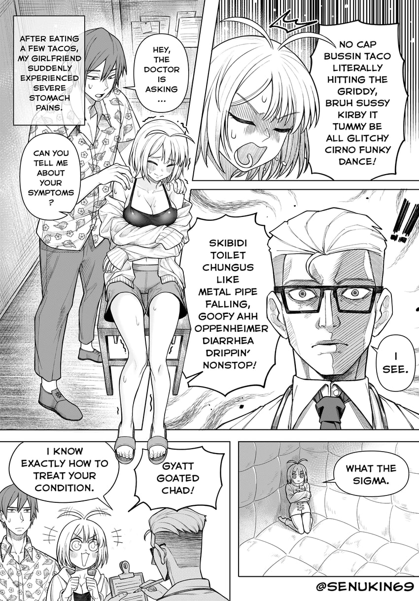 luvvy gronk and john dinne (brainrot girlfriend) drawn by senukin