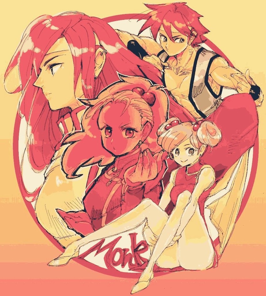 lenna charlotte tycoon, faris scherwiz, bartz klauser, krile mayer baldesion, and monk (final fantasy and 1 more) drawn by saitou_piyoko
