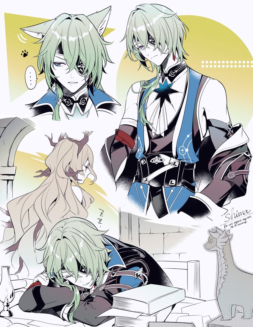 anaxa and calypso (honkai and 1 more) drawn by noes
