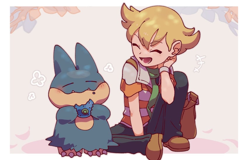 barry and munchlax (pokemon and 1 more) drawn by omochi_(omotimotittona3)
