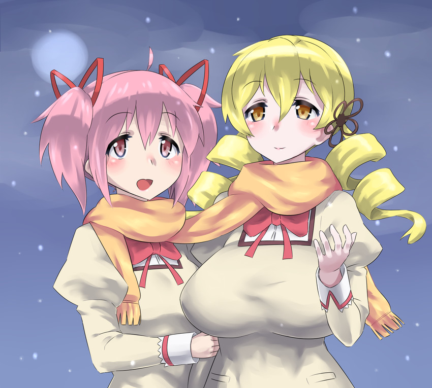 kaname madoka and tomoe mami (mahou shoujo madoka magica) drawn by mizuumi_(bb)