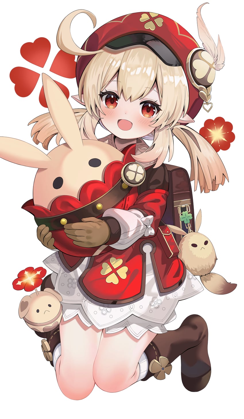 klee, dodoco, and jumpy dumpty (genshin impact) drawn by yuujin_(yuzinn333)