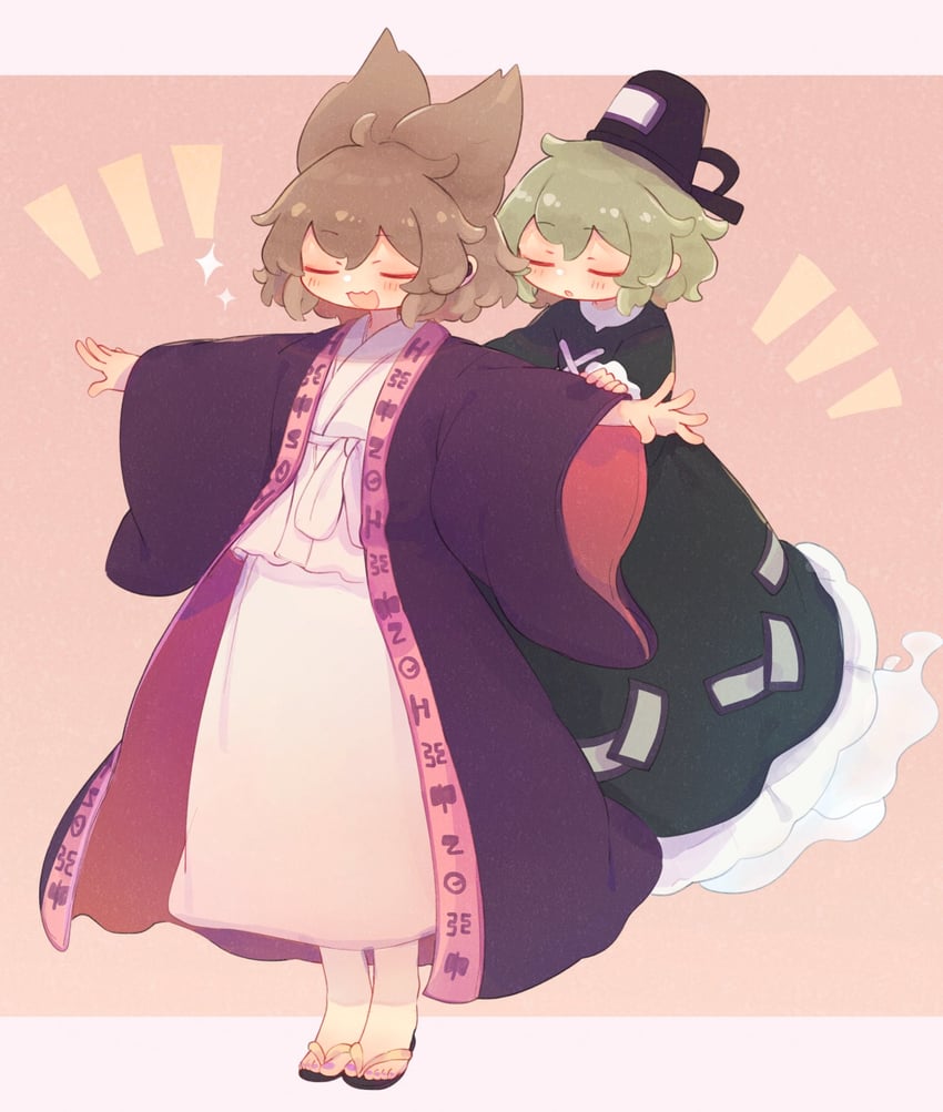 toyosatomimi no miko and soga no tojiko (touhou) drawn by ashiyu_(ashu-ashu)