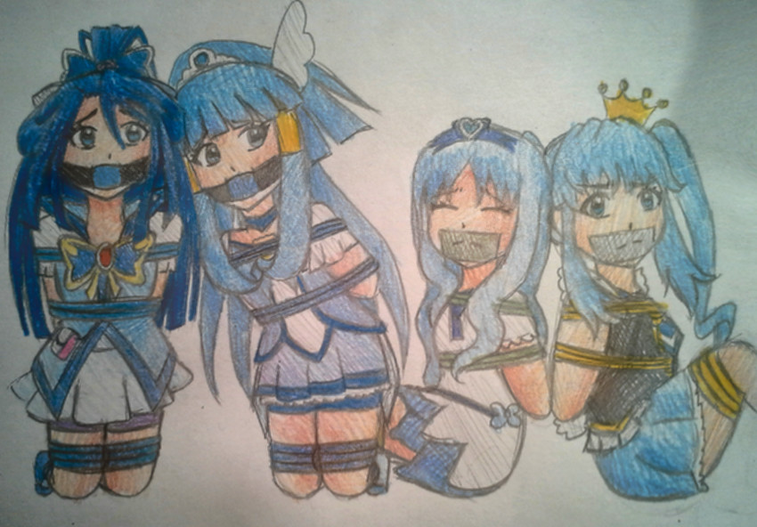 aoki reika, kurumi erika, cure marine, cure beauty, shirayuki hime, and 3 more (precure and 5 more) drawn by hubby-chan