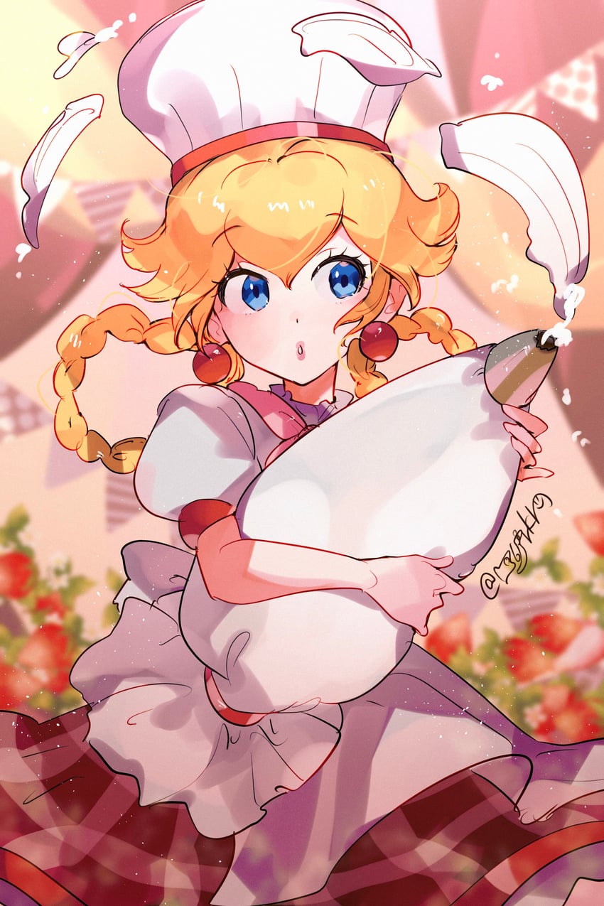 princess peach and patissiere peach (mario and 1 more) drawn by hanaon