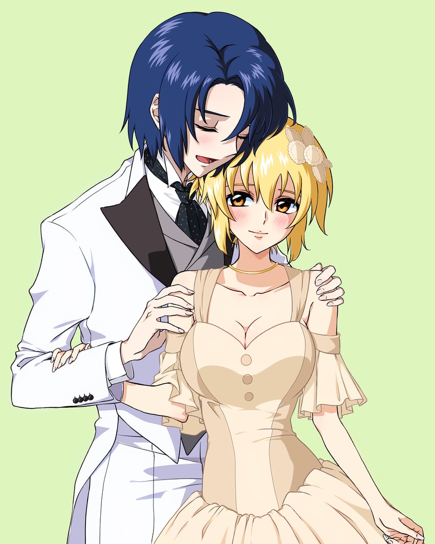 cagalli yula athha and athrun zala (gundam and 1 more) drawn by saeka