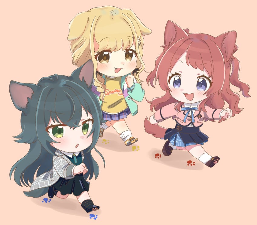 fujita kotone, hanami saki, and tsukimura temari (idolmaster and 1 more) drawn by hutaba