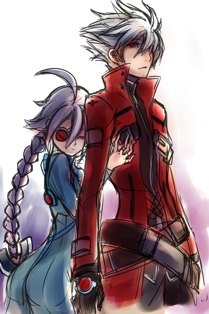ragna the bloodedge and nu-13 (blazblue) drawn by early_type