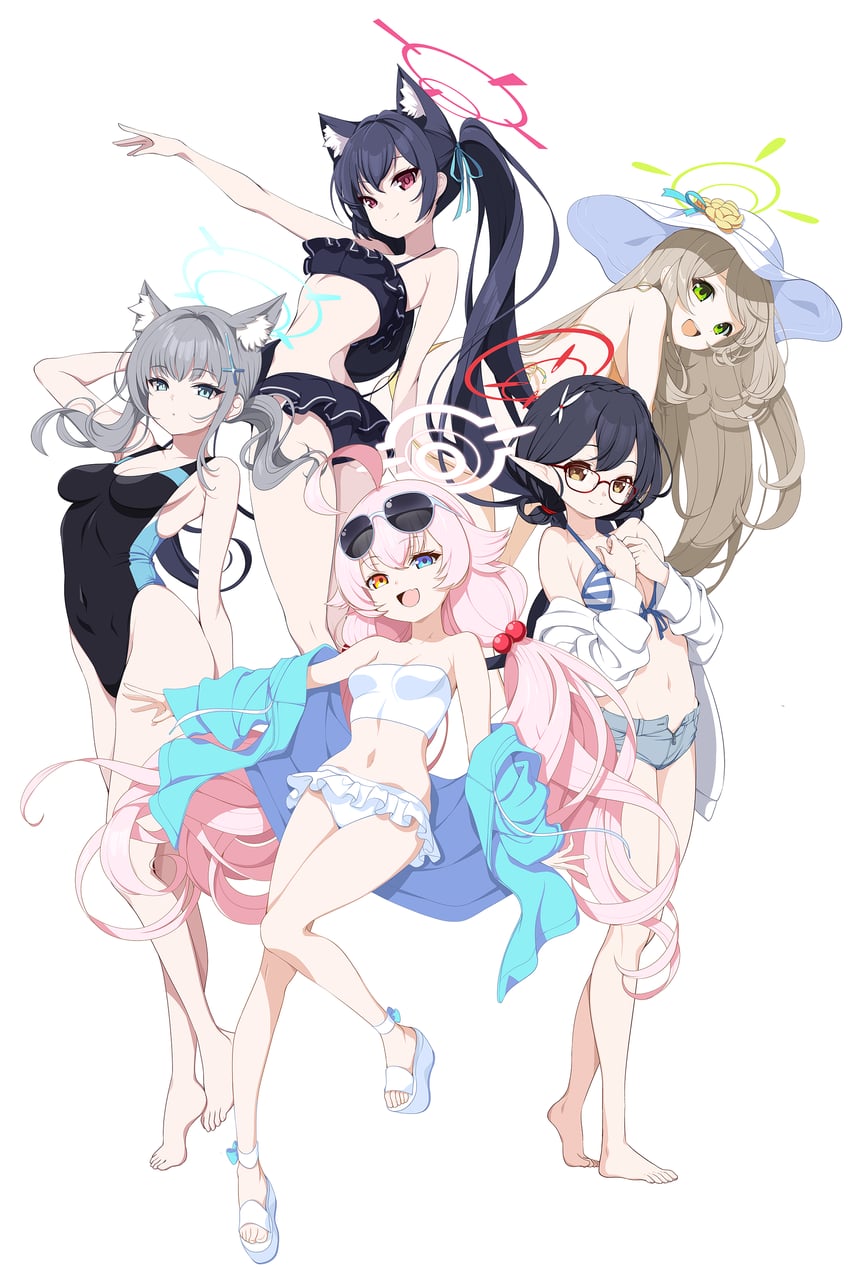 shiroko, hoshino, nonomi, serika, and ayane (blue archive) drawn by koflif