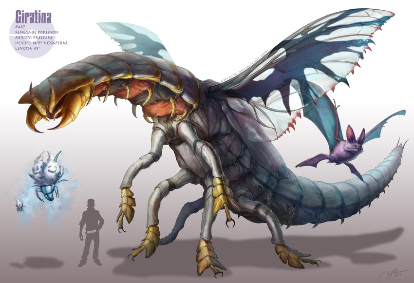 giratina, crobat, vanillite, and vanilluxe (pokemon) drawn by arvalis