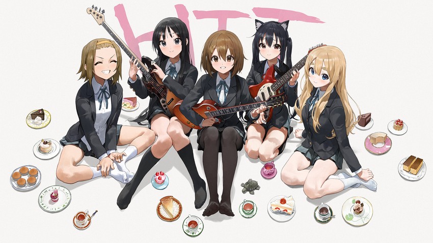akiyama mio, nakano azusa, hirasawa yui, tainaka ritsu, and kotobuki tsumugi (k-on!) drawn by modare