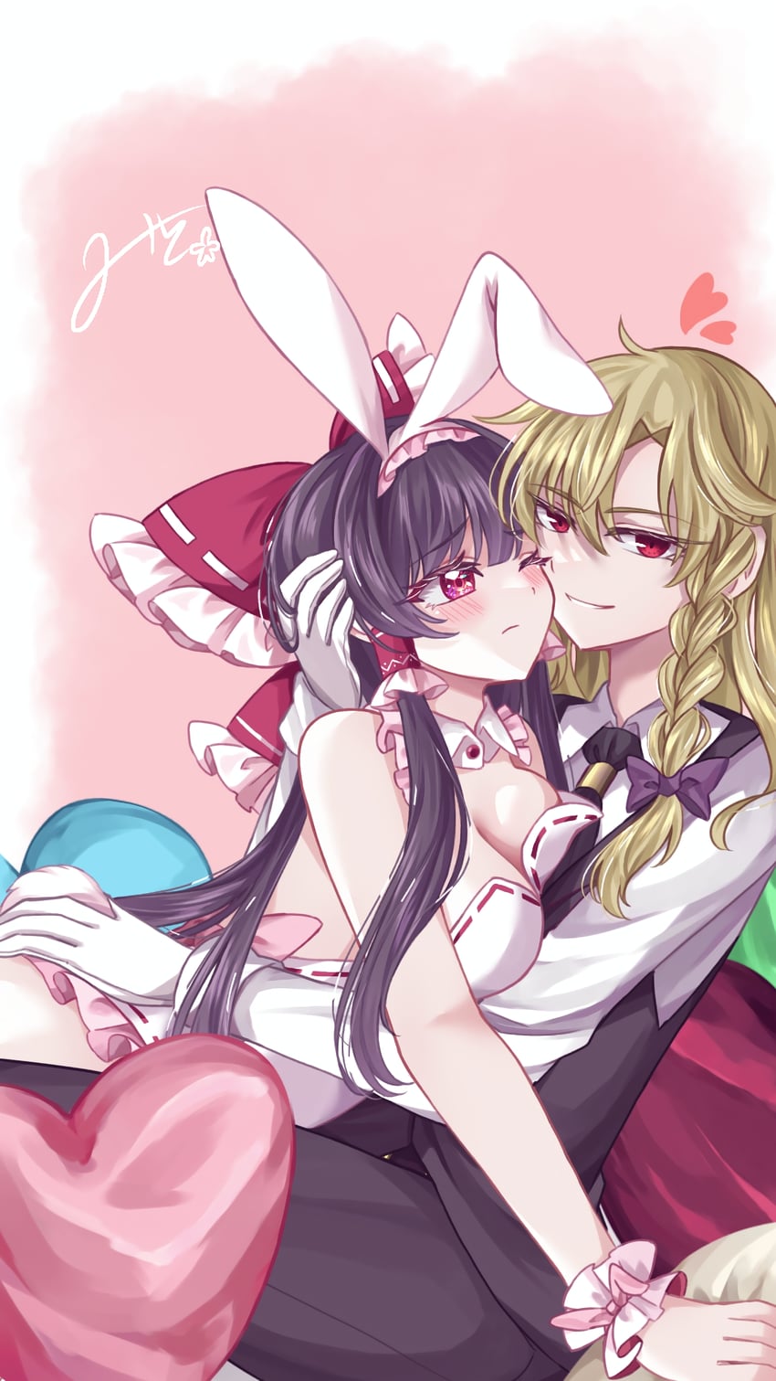 hakurei reimu and kirisame marisa (touhou) drawn by mito_(fate)