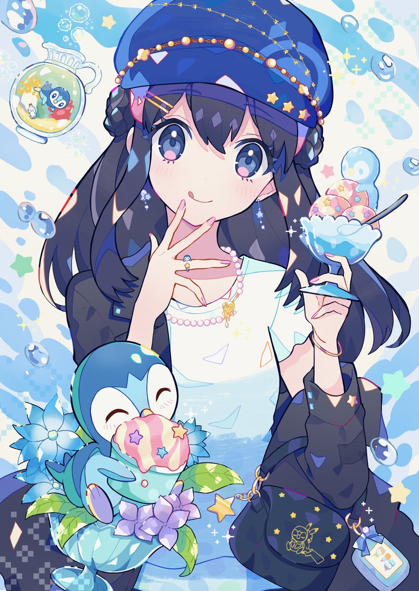 pikachu, dawn, and piplup (pokemon and 1 more) drawn by haru_(haruxxe)