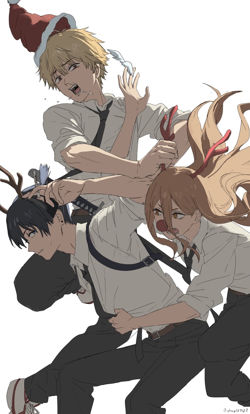 power, denji, and hayakawa aki (chainsaw man) drawn by dohyo123123