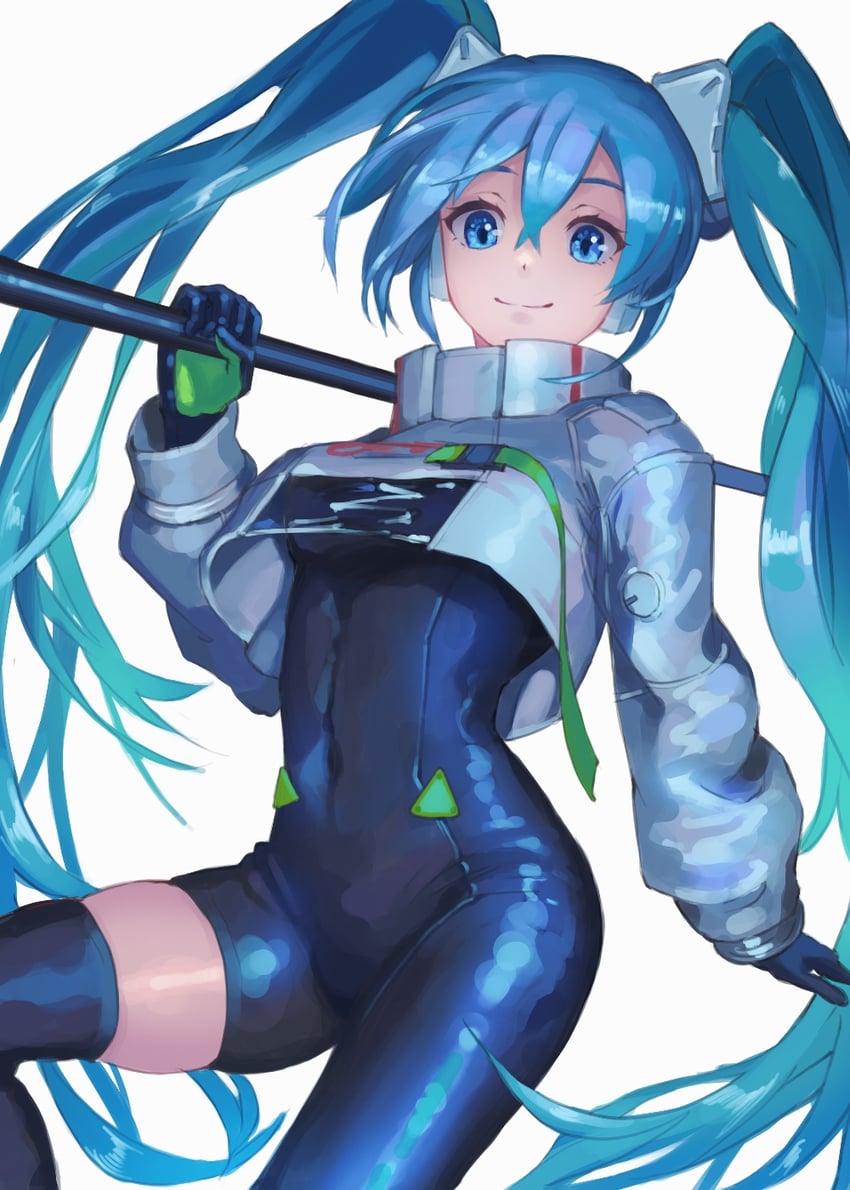 hatsune miku and racing miku (vocaloid and 1 more) drawn by saburou_(jako)