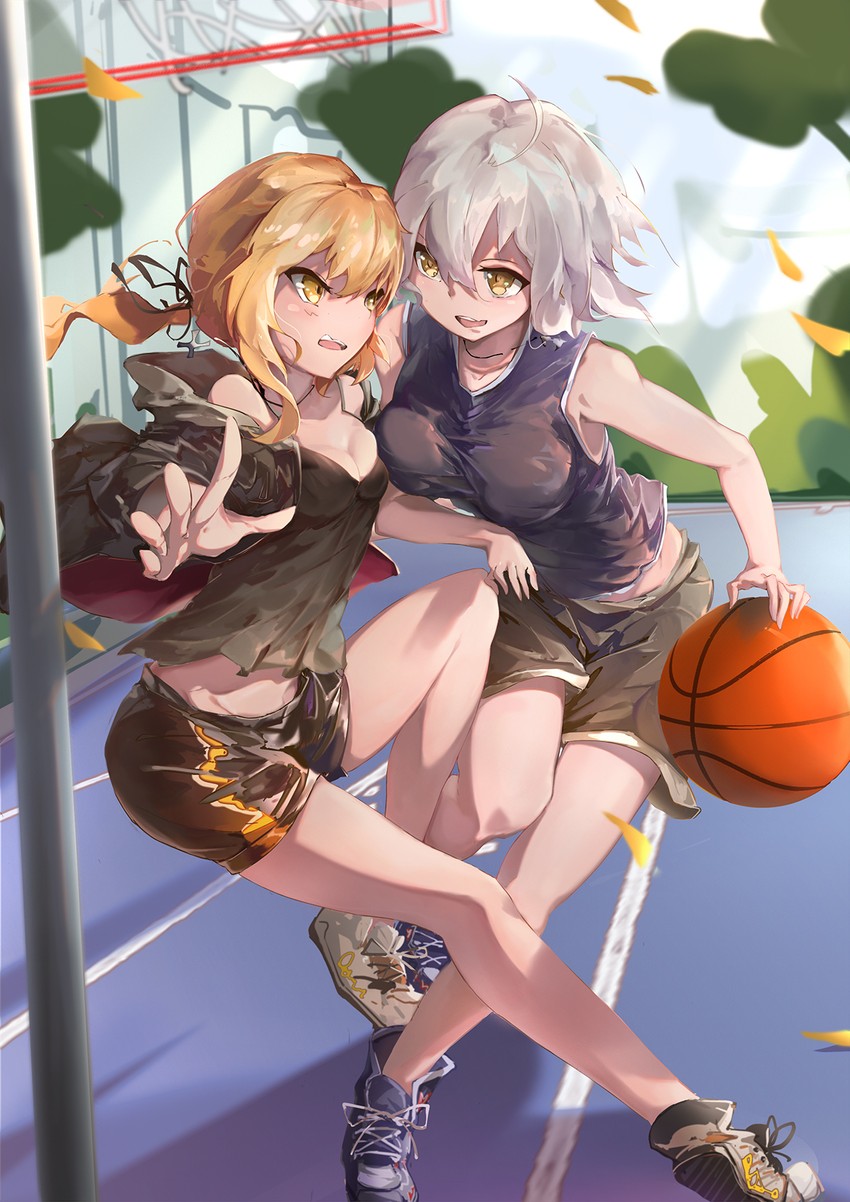 artoria pendragon, jeanne d'arc alter, and saber alter (fate and 1 more) drawn by renze_l