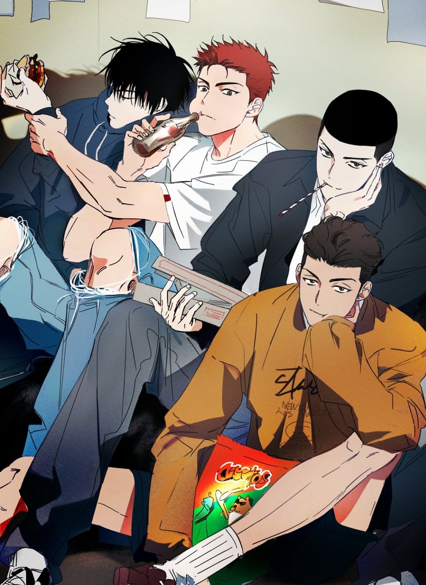 sakuragi hanamichi, rukawa kaede, miyagi ryouta, and sawakita eiji (slam dunk) drawn by urlattei