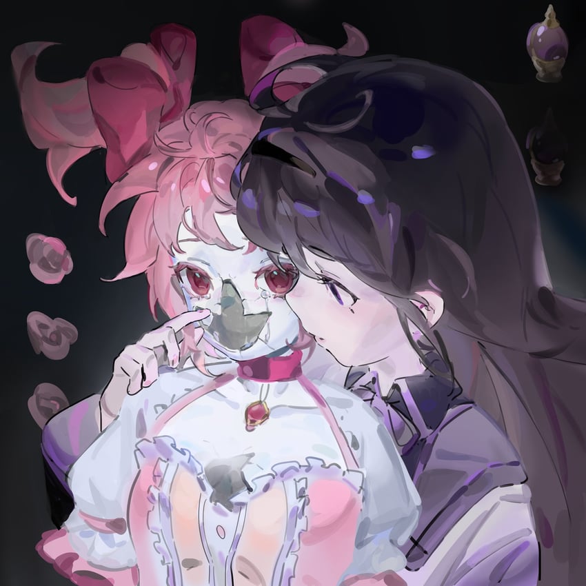 akemi homura and kaname madoka (mahou shoujo madoka magica and 1 more) drawn by krabiccus