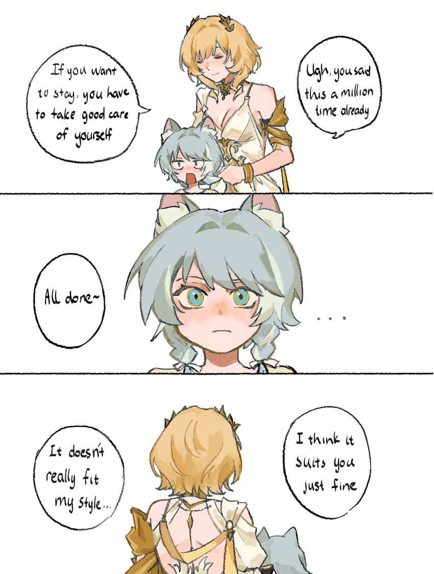 aglaea and cipher (honkai and 1 more) drawn by poyo_(luberryart)