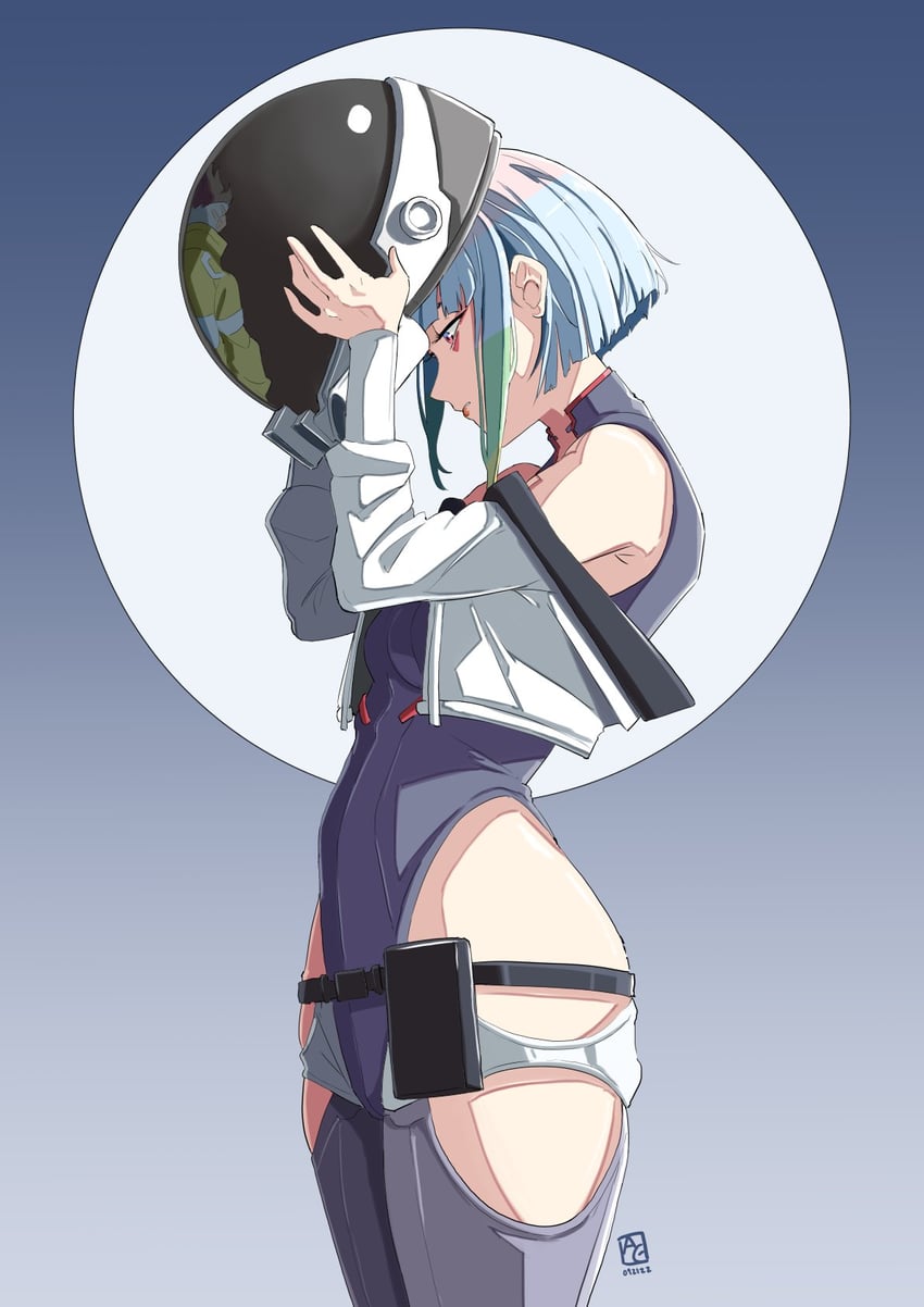 lucy and david martinez (cyberpunk and 1 more) drawn by automatic_giraffe