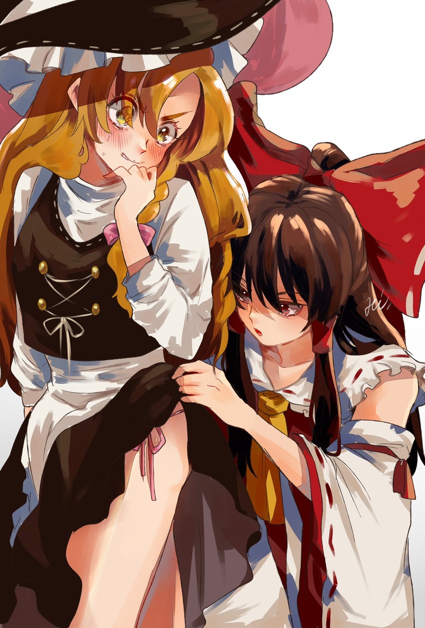 hakurei reimu and kirisame marisa (touhou) drawn by uchisaki_himari
