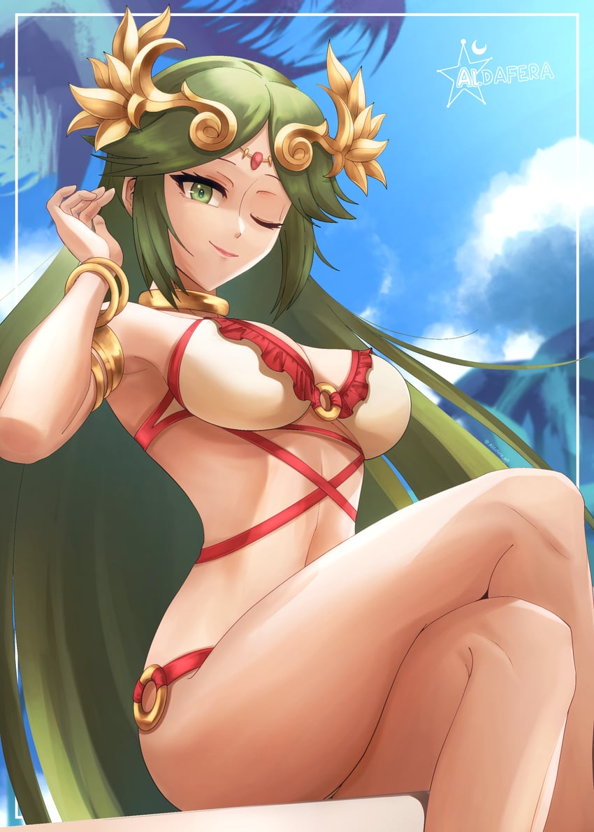 palutena (kid icarus and 1 more) drawn by aldafera_art