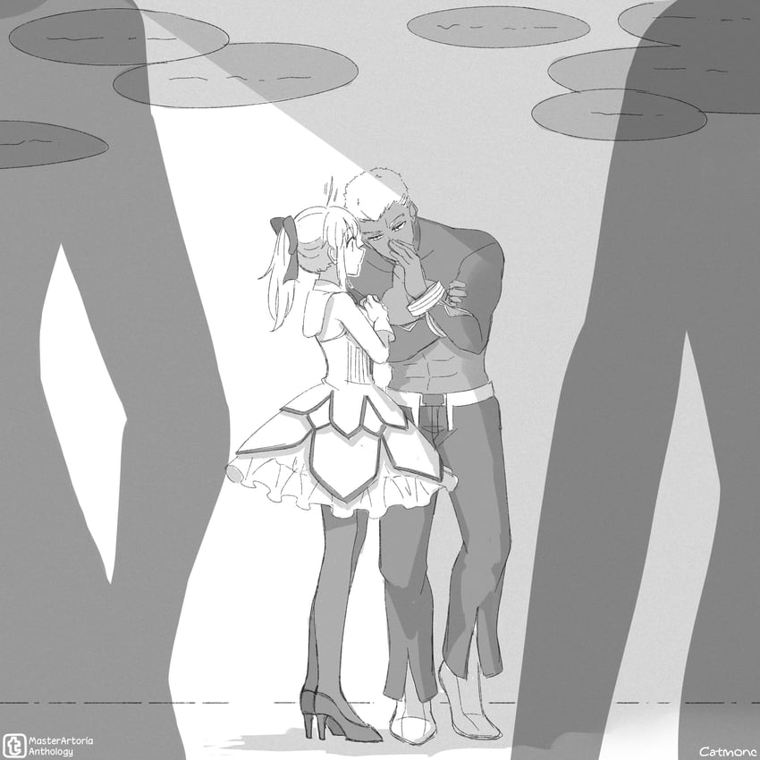 artoria pendragon, saber lily, and emiya alter (fate and 1 more) drawn by alleycat_nd