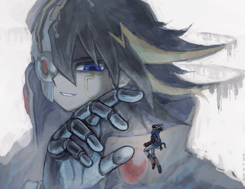 fudo yusei and z-one (yu-gi-oh! and 1 more) drawn by bifuteki_(bi_futeki)