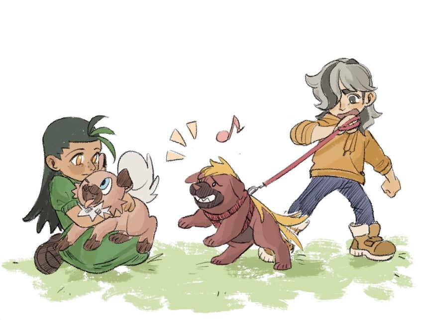nemona, arven, rockruff, and maschiff (pokemon and 1 more) drawn by bingzhao8615