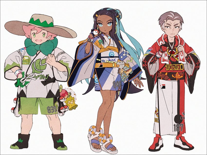 nessa, applin, kabu, milo, drednaw, and 2 more (pokemon and 1 more) drawn by hakusai_(tiahszld)